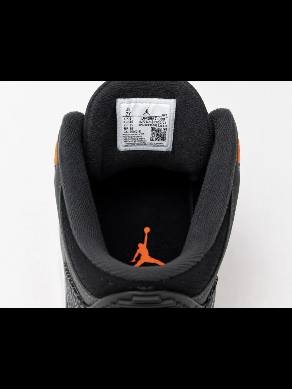 Nike Air Jordan 3 Retro Fear Pack GS 7Y Women’s 8.5 DM0967-080 w/ Box